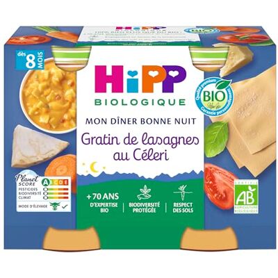 HiPP Mon Dîner Bonne Nuit Gratin de Lasagnes au Céleri Pots 2x190g Lot de 12 BIOLOGIQUE - Publicité HiPP Mon Dîner Bonne Nuit Gratin de Lasagnes au Céleri Pots 2x190g Lot de 12 BIOLOGIQUE - Publicité
