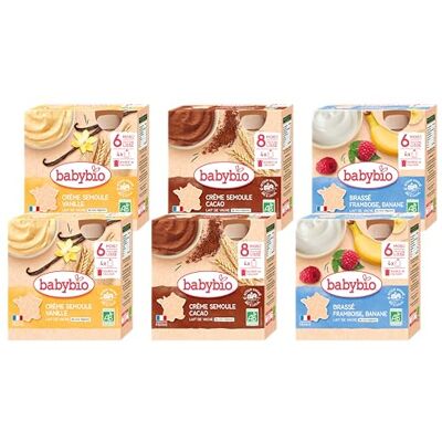 Babybio Gourdes lactées pour bébé Dès 8 Mois Au lait de vache BIO 24x90g (2x3 variétés) - Publicité Babybio Gourdes lactées pour bébé Dès 8 Mois Au lait de vache BIO 24x90g (2x3 variétés) - Publicité