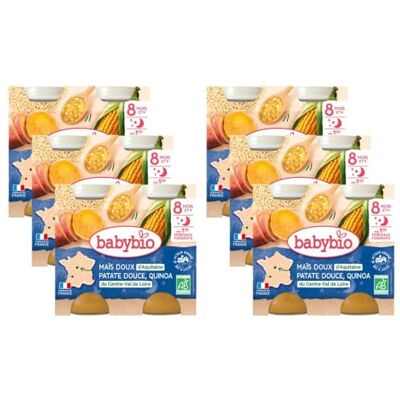 Babybio Petits Pots Maïs Patate douce Quinoa avec morceaux BIO 8+ mois 2x200g Lot de 6 - Publicité Babybio Petits Pots Maïs Patate douce Quinoa avec morceaux BIO 8+ mois 2x200g Lot de 6 - Publicité