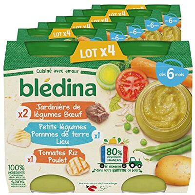 Blédina Petits Pots pour bébé, Dès 6 Mois, Tomates Riz Poulet / Légumes Pommes de terre Lieu / Légumes Bœuf, 24x200g (6 packs) - Publicité Blédina Petits Pots pour bébé, Dès 6 Mois, Tomates Riz Poulet / Légumes Pommes de terre Lieu / Légumes Bœuf, 24x200g (6 packs) - Publicité