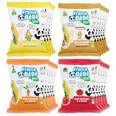 FRANCE BéBé BIO Pack Biscuits de maïs soufflé BIO Nature Tomate Carotte Cacahuète Lot 18 sachets de 20g - Publicité FRANCE BéBé BIO Pack Biscuits de maïs soufflé BIO Nature Tomate Carotte Cacahuète Lot 18 sachets de 20g - Publicité