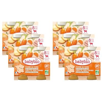 Babybio Petits Pots Pomme de Terre Carotte Veau Fermier d'Aquitaine du Limousin 2x200g PACK de 6 8 Mois BIO - Publicité Babybio Petits Pots Pomme de Terre Carotte Veau Fermier d'Aquitaine du Limousin 2x200g PACK de 6 8 Mois BIO - Publicité