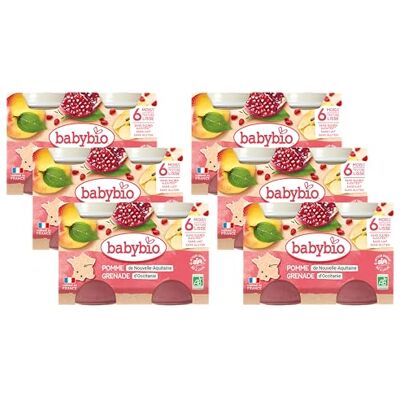 Babybio Petits Pots Pomme Grenade 2x130g Lot de 6 BIO - Publicité Babybio Petits Pots Pomme Grenade 2x130g Lot de 6 BIO - Publicité
