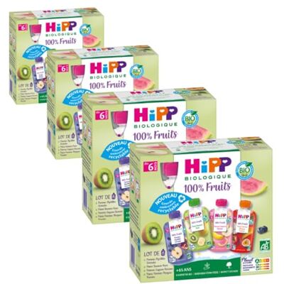 HiPP 100% Fruits 4 variétés dès 6 Mois Gourdes 8x90g Lot de 4 BIOLOGIQUE - Publicité HiPP 100% Fruits 4 variétés dès 6 Mois Gourdes 8x90g Lot de 4 BIOLOGIQUE - Publicité