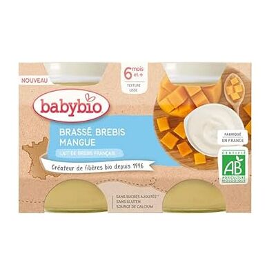 Babybio Lait de Brebis Mangue - Aliment pour bébé - 2x130g - Publicité Babybio Lait de Brebis Mangue - Aliment pour bébé - 2x130g - Publicité