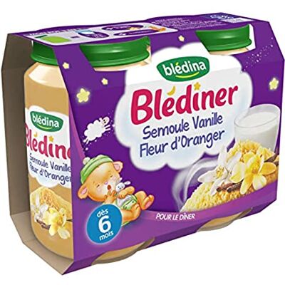 Blédina Semoule vanille et fleur d'oranger, dès 6 mois Les 2 pots de 200g - Publicité Blédina Semoule vanille et fleur d'oranger, dès 6 mois Les 2 pots de 200g - Publicité