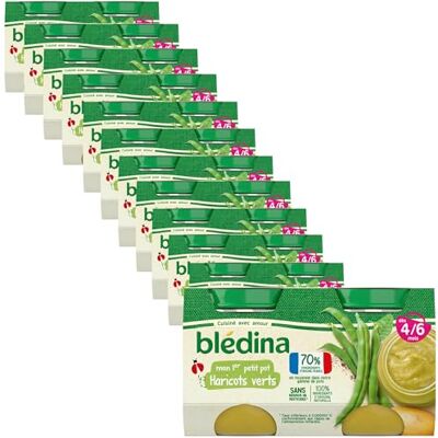 Blédina Mon 1er Petit Pot bébé Purée d'Haricots Verts 70% d'ingrédients Français De 4 à 6 mois 24 pots de 130g - Publicité Blédina Mon 1er Petit Pot bébé Purée d'Haricots Verts 70% d'ingrédients Français De 4 à 6 mois 24 pots de 130g - Publicité