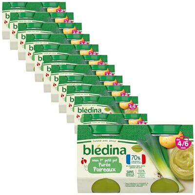 Blédina Mon 1er Petit Pot bébé Purée de Poireaux 70% d'ingrédients Français De 4 à 6 mois 24 pots de 130g - Publicité Blédina Mon 1er Petit Pot bébé Purée de Poireaux 70% d'ingrédients Français De 4 à 6 mois 24 pots de 130g - Publicité