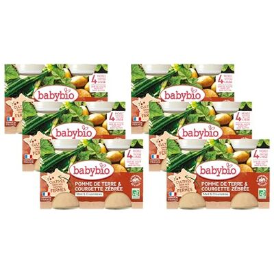 Babybio Petits pots Pomme de terre Courgette zébrée BIO 4+ mois 2x130g Lot de 6 - Publicité Babybio Petits pots Pomme de terre Courgette zébrée BIO 4+ mois 2x130g Lot de 6 - Publicité