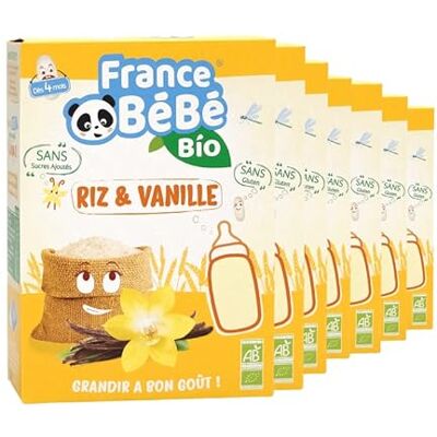 FRANCE BéBé BIO Céréales BIO Riz Vanille pour Bébé dès 4 mois- Lot 7 x 200g - Publicité FRANCE BéBé BIO Céréales BIO Riz Vanille pour Bébé dès 4 mois- Lot 7 x 200g - Publicité