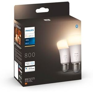 Philips White Ampoules LED Connectées E27, équivalent 60W, 800 lumen, Compatible Bluetooth, Pack de 2, fonctionne avec Alexa, Google Assistant et Apple Homekit - Publicité Philips White Ampoules LED Connectées E27, équivalent 60W, 800 lumen, Compatible Bluetooth, Pack de 2, fonctionne avec Alexa, Google Assistant et Apple Homekit - Publicité