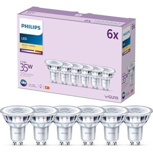 Philips Ampoule spot 3,5W (Equivalent 35W) 255 lumens, culot GU10, Lumière Blanc Chaud (2700k) Pack de 6 Ampoules - Publicité Philips Ampoule spot 3,5W (Equivalent 35W) 255 lumens, culot GU10, Lumière Blanc Chaud (2700k) Pack de 6 Ampoules - Publicité