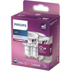 Philips ampoule LED Spot GU10 50W Blanc Froid, Verre, Lot de 2 - Publicité Philips ampoule LED Spot GU10 50W Blanc Froid, Verre, Lot de 2 - Publicité