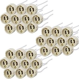 Litner Lot de 30 douilles GU10 pour ampoules halogènes jusqu'à 100 W et ampoule LED, douille en céramique avec câble en silicone de 150 mm de haute résistance. Publicité Litner Lot de 30 douilles GU10 pour ampoules halogènes jusqu'à 100 W et ampoule LED, douille en céramique avec câble en silicone de 150 mm de haute résistance. Publicité
