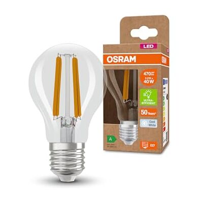 Osram LED SUPERSTAR+ CLASSIC A FIL 40, E27, 2,2 W, 470 lm, 4 000 K, lumière blanc froid, longue durée de vie, jusqu'à 60% d'économie d'énergie par rapport aux standard, lot de 6 - Publicité Osram LED SUPERSTAR+ CLASSIC A FIL 40, E27, 2,2 W, 470 lm, 4 000 K, lumière blanc froid, longue durée de vie, jusqu'à 60% d'économie d'énergie par rapport aux standard, lot de 6 - Publicité