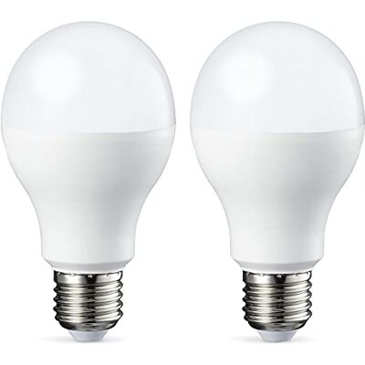 Amazon Basics Ampoule LED E27 - 9 W, blanc chaud, dimmable, lot de 2 - Publicité Amazon Basics Ampoule LED E27 - 9 W, blanc chaud, dimmable, lot de 2 - Publicité