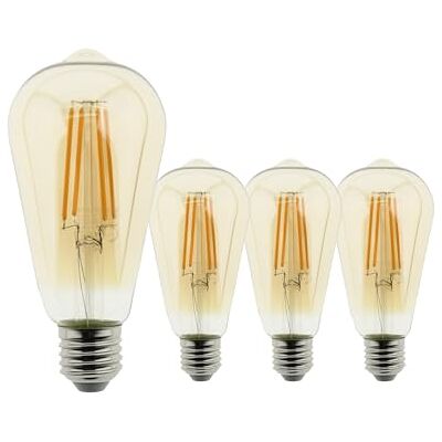 Blaupunkt Ampoule LED Filament ST64 E27, Remplace 60W, 806 Lumens, Lot de 4 Lot éco pour luminaires multiples, Non dimmable, Faisceau 230 degrés, Lueur dorée pour restaurant, bistro et bar - Publicité Blaupunkt Ampoule LED Filament ST64 E27, Remplace 60W, 806 Lumens, Lot de 4 Lot éco pour luminaires multiples, Non dimmable, Faisceau 230 degrés, Lueur dorée pour restaurant, bistro et bar - Publicité
