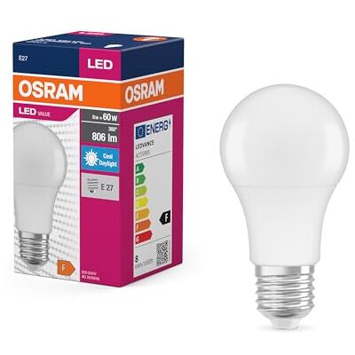 Osram Valeur d'étoile LED Classic A60 Lampe LED pour la prise E27, Forme de Poire, FR, 806 Lumens, White Daylight (6500K), remplacement des ampoules de 60W conventionnelles, non dimmables, 10 pack - Publicité Osram Valeur d'étoile LED Classic A60 Lampe LED pour la prise E27, Forme de Poire, FR, 806 Lumens, White Daylight (6500K), remplacement des ampoules de 60W conventionnelles, non dimmables, 10 pack - Publicité