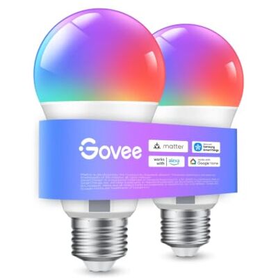 Govee Ampoule Connectée E27, RGBWW 800lm Compatible avec Alexa, lot de 2 WiFi et Bluetooth Stables, Compatible avec Google Assistant, 16 Millions de Couleurs DIY, Synchro Musique Dynamique - Publicité Govee Ampoule Connectée E27, RGBWW 800lm Compatible avec Alexa, lot de 2 WiFi et Bluetooth Stables, Compatible avec Google Assistant, 16 Millions de Couleurs DIY, Synchro Musique Dynamique - Publicité