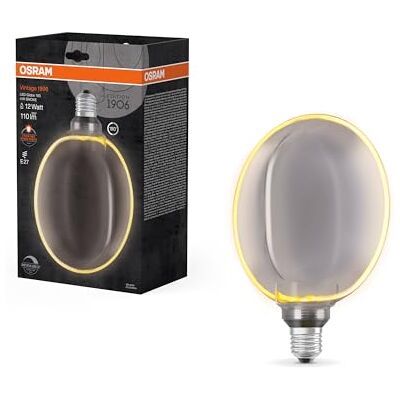 Osram Vintage 1906 Globe 183 Filament O Lampe, 4 W, 110 lm, 1800 K, 818 blanc chaud agréable, Smoke, IP 20, verre sans plomb, 183 mm, douille E27 - Publicité Osram Vintage 1906 Globe 183 Filament O Lampe, 4 W, 110 lm, 1800 K, 818 blanc chaud agréable, Smoke, IP 20, verre sans plomb, 183 mm, douille E27 - Publicité