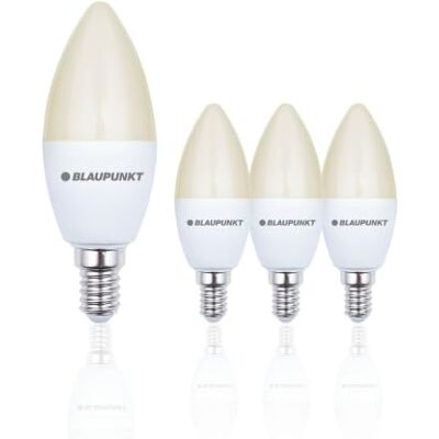 Blaupunkt Ampoule LED E14 – Bougie – Éclairages pour Pièces – 6.8W – Remplacement de 50W – Dépolie – Blanc Chaud 2700K – 640 lumens – Lampe Économe en Énergie et en Coûts – Lot de 4 - Publicité Blaupunkt Ampoule LED E14 – Bougie – Éclairages pour Pièces – 6.8W – Remplacement de 50W – Dépolie – Blanc Chaud 2700K – 640 lumens – Lampe Économe en Énergie et en Coûts – Lot de 4 - Publicité