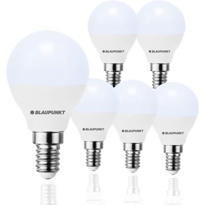 Blaupunkt Ampoule LED E14 6W 6000K Lumière du Jour Plafonniers, Lot de 6 Lot de 6, 510 lm, globe G45, blanc froid 6000K, non dimmable, culot E14, écoénergétique, pour plafonniers et appliques - Publicité Blaupunkt Ampoule LED E14 6W 6000K Lumière du Jour Plafonniers, Lot de 6 Lot de 6, 510 lm, globe G45, blanc froid 6000K, non dimmable, culot E14, écoénergétique, pour plafonniers et appliques - Publicité