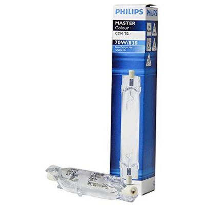 Philips Double Extrémité Rx7s 70 W halogénures métalliques Lampe de lumière blanc chaud 3000 K longue durée de vie MASTERColour CDM-TD 197825 70 W/830 - Publicité Philips Double Extrémité Rx7s 70 W halogénures métalliques Lampe de lumière blanc chaud 3000 K longue durée de vie MASTERColour CDM-TD 197825 70 W/830 - Publicité