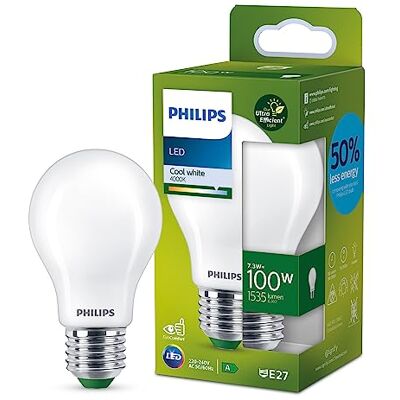 Philips ampoule LED Ultra Efficient Classe A, 100W, culot E27, blanc froid 4000K, dépolie, verre - Publicité Philips ampoule LED Ultra Efficient Classe A, 100W, culot E27, blanc froid 4000K, dépolie, verre - Publicité