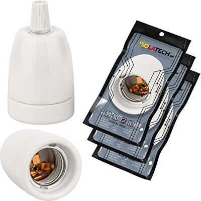 ISOLATECH 3pcs Douille E27 En Céramique Avec Décharge Max.250V/4A Pour LED Et Lampes Éco, Pour Ampoules, Résistante À La Chaleur, Cuisine, Salle De Bains, Support - Publicité ISOLATECH 3pcs Douille E27 En Céramique Avec Décharge Max.250V/4A Pour LED Et Lampes Éco, Pour Ampoules, Résistante À La Chaleur, Cuisine, Salle De Bains, Support - Publicité