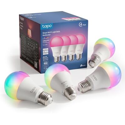 Tapo Ampoule Connectée WiFi, Ampoule LED E27 Multicolore 2500K-6500K, Dimmable 8.7 W (équivalent 60W) 806Lm, Compatible avec Alexa et Google Home, Economie d'énergie, Aucun hub requis, L530E(4-pack) - Publicité Tapo Ampoule Connectée WiFi, Ampoule LED E27 Multicolore 2500K-6500K, Dimmable 8.7 W (équivalent 60W) 806Lm, Compatible avec Alexa et Google Home, Economie d'énergie, Aucun hub requis, L530E(4-pack) - Publicité