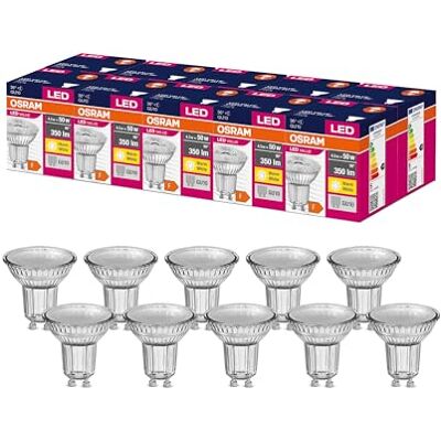 Osram LED Star Value PAR16 lampe à réflecteur avec angle de vue de 36 degrés, culot GU10, 4.3 watt, blanc chaud (2700K), remplace les lampes à spot conventionnelles de 50 watt, pack de 10 - Publicité Osram LED Star Value PAR16 lampe à réflecteur avec angle de vue de 36 degrés, culot GU10, 4.3 watt, blanc chaud (2700K), remplace les lampes à spot conventionnelles de 50 watt, pack de 10 - Publicité