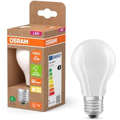 Osram LED Superstar Classic A 75 en forme d'ampouclassique en verre dépoli, 5 W, 1055 lm,E27, 2700 K pour lumière blanc chaud, EEK A, diamètre 60 mm, lot de 6 - Publicité Osram LED Superstar Classic A 75 en forme d'ampouclassique en verre dépoli, 5 W, 1055 lm,E27, 2700 K pour lumière blanc chaud, EEK A, diamètre 60 mm, lot de 6 - Publicité