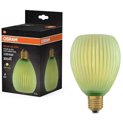 Osram Lampe LED DECOR FLAT en verre coloré, ovale Ø110mm, verte, E27, 3,5W, 300lm, 2700K, blanc chaud, IP20, effet de couleur - Publicité Osram Lampe LED DECOR FLAT en verre coloré, ovale Ø110mm, verte, E27, 3,5W, 300lm, 2700K, blanc chaud, IP20, effet de couleur - Publicité