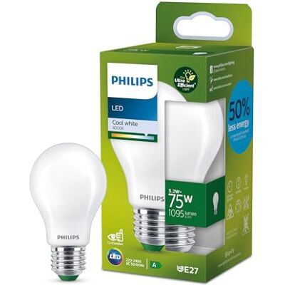 Philips ampoule LED Ultra Efficient Classe A, 75W, culot E27, blanc froid 4000K, dépolie - Publicité Philips ampoule LED Ultra Efficient Classe A, 75W, culot E27, blanc froid 4000K, dépolie - Publicité