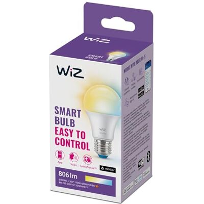 WiZ Ampoule LED intelligente GU10 Remplacement GU10 60W, style classique avec nuances de blanc, Wi-Fi/Bluetooth, commande vocale/application, fonctionne avec Google Home, Alexa et HomeKit, 1pack - Publicité WiZ Ampoule LED intelligente GU10 Remplacement GU10 60W, style classique avec nuances de blanc, Wi-Fi/Bluetooth, commande vocale/application, fonctionne avec Google Home, Alexa et HomeKit, 1pack - Publicité