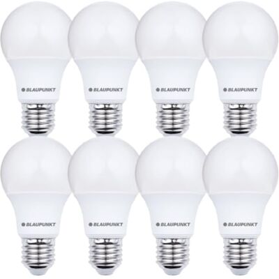 Blaupunkt Ampoule LED Classique A60, culot à vis E27, 6W, remplace 60W, blanc naturel 4000K, lumière naturelle neutre jour, Intensité non variable, 600 lumens, intérieur extérieur, lot de 8 - Publicité Blaupunkt Ampoule LED Classique A60, culot à vis E27, 6W, remplace 60W, blanc naturel 4000K, lumière naturelle neutre jour, Intensité non variable, 600 lumens, intérieur extérieur, lot de 8 - Publicité