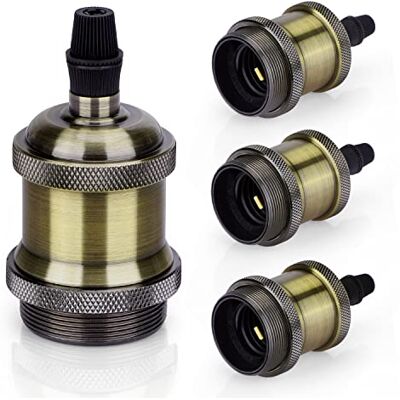 Aigostar Vintage E27 Douille de Lampe,Douille Vintage Ampoule,Edison Retro Douille Suspension Lampe Adaptateur Vintage Socket,250V,60W,Bronze,4 Pièces - Publicité Aigostar Vintage E27 Douille de Lampe,Douille Vintage Ampoule,Edison Retro Douille Suspension Lampe Adaptateur Vintage Socket,250V,60W,Bronze,4 Pièces - Publicité