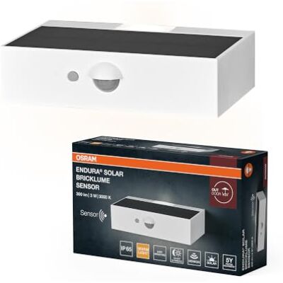 Osram Capteur ENDURA STYLE BRICKLUME, lampe solaire, 3W, 300lm, blanc, éclairage indirect, détecteur de mouvement, capteur de lumière du jour, IP65, température de couleur 3000K, ton blanc chaud - Publicité Osram Capteur ENDURA STYLE BRICKLUME, lampe solaire, 3W, 300lm, blanc, éclairage indirect, détecteur de mouvement, capteur de lumière du jour, IP65, température de couleur 3000K, ton blanc chaud - Publicité