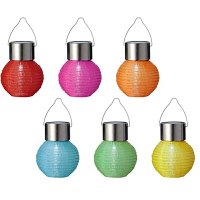 Lumineo Lot de 6 lampes solaires de jardin 7 x 9 cm en nylon Lampion LED Lampe solaire pour jardin, balcon Lampe suspendue Lampes solaires pour l'extérieur Décoration de jardin Blanc froid - Publicité Lumineo Lot de 6 lampes solaires de jardin 7 x 9 cm en nylon Lampion LED Lampe solaire pour jardin, balcon Lampe suspendue Lampes solaires pour l'extérieur Décoration de jardin Blanc froid - Publicité