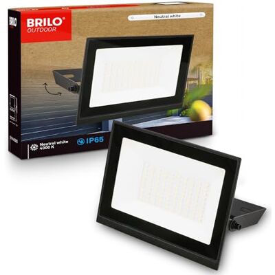 Briloner Projecteur LED extérieur avec lumière blanc neutre, 50 W 4500 lm, orientable, IP65 protection poussière et eau, éclairage extérieur pour jardin, garage, façade, 17,5 x 18,5 x 3 cm, Noir - Publicité Briloner Projecteur LED extérieur avec lumière blanc neutre, 50 W 4500 lm, orientable, IP65 protection poussière et eau, éclairage extérieur pour jardin, garage, façade, 17,5 x 18,5 x 3 cm, Noir - Publicité