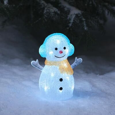Lights4fun Bonhomme de Neige Lumineux en Acrylique de 22 cm avec 16 LED Blanc et Minuterie Figurine de Noël Décoration d'Extérieur - Publicité Lights4fun Bonhomme de Neige Lumineux en Acrylique de 22 cm avec 16 LED Blanc et Minuterie Figurine de Noël Décoration d'Extérieur - Publicité
