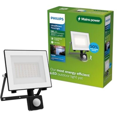 Philips , Projecteur Extérieur Lois UltraEfficient +Capteur,14W, 5000K, Gris Projecteur lumineux portable, 2600lm, Blanc 3000K, IP65, Détecteur de mouvement intégré, Lumière puissante, Classe A+ - Publicité Philips , Projecteur Extérieur Lois UltraEfficient +Capteur,14W, 5000K, Gris Projecteur lumineux portable, 2600lm, Blanc 3000K, IP65, Détecteur de mouvement intégré, Lumière puissante, Classe A+ - Publicité