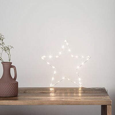 Lights4fun Petite Étoile Lumineuse de 23cm à Piles avec 30 LED Blanc Chaud pour Déco Intérieur - Publicité Lights4fun Petite Étoile Lumineuse de 23cm à Piles avec 30 LED Blanc Chaud pour Déco Intérieur - Publicité