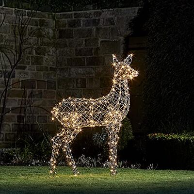 Lights4fun Déco Grande Biche de Noël en Rotin Gris de 1,3m avec 300 LED Statqiue Couleur Changeante pour Extérieur - Publicité Lights4fun Déco Grande Biche de Noël en Rotin Gris de 1,3m avec 300 LED Statqiue Couleur Changeante pour Extérieur - Publicité