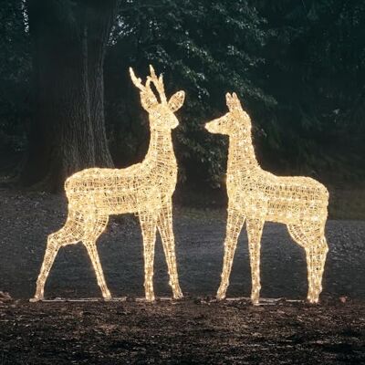 Lights4fun Duo de Rennes de Noël Lumineux en Acrylique avec 650 LED Blancs pour Extérieur - Publicité Lights4fun Duo de Rennes de Noël Lumineux en Acrylique avec 650 LED Blancs pour Extérieur - Publicité