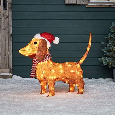 Lights4fun Figure Teckel de Noël à 80 LED Blanc Chaud en Fils de Coton pour Extérieur - Publicité Lights4fun Figure Teckel de Noël à 80 LED Blanc Chaud en Fils de Coton pour Extérieur - Publicité