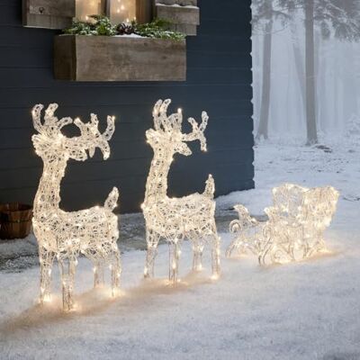 Lights4fun Rennes solaires LED avec traîneau Swinsty Décorations de Noël pour l'extérieur, Petites Lumières Blanc Chaud - Publicité Lights4fun Rennes solaires LED avec traîneau Swinsty Décorations de Noël pour l'extérieur, Petites Lumières Blanc Chaud - Publicité