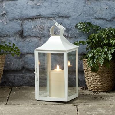 Lights4fun Lanterne en Métal Blanc de 34 cm avec Bougie LED TruGlow® avec Minuterie pour Jardin Extérieur - Publicité Lights4fun Lanterne en Métal Blanc de 34 cm avec Bougie LED TruGlow® avec Minuterie pour Jardin Extérieur - Publicité