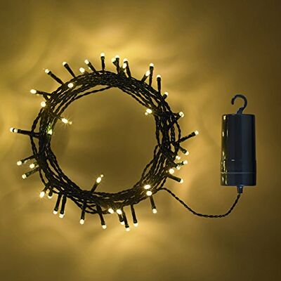 Lights4fun Lot de 2 Guirlandes Lumineuses 50 LED Blanc Chaud pour Extérieur à Piles sur Câble Vert - Publicité Lights4fun Lot de 2 Guirlandes Lumineuses 50 LED Blanc Chaud pour Extérieur à Piles sur Câble Vert - Publicité