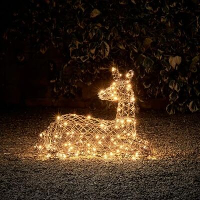 Lights4fun Déco Biche de Noël en Rotin Brune de 66 cm avec 140 LED Statique Couleur Blanc Chaud Lumières de Noël pour Extérieur Décoration de Noël Figurine de Noël - Publicité Lights4fun Déco Biche de Noël en Rotin Brune de 66 cm avec 140 LED Statique Couleur Blanc Chaud Lumières de Noël pour Extérieur Décoration de Noël Figurine de Noël - Publicité
